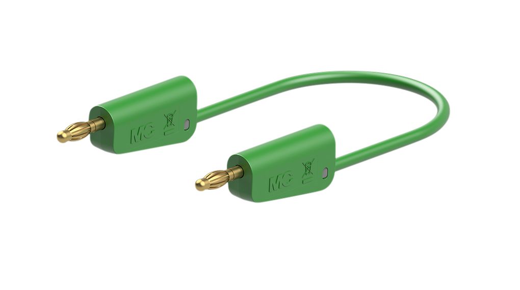 Staubli Test Lead 19A, 30V, 60 V, Green, 25 cm Lead Length