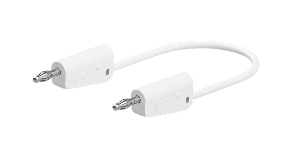 Staubli Test Lead 32A, 30V, 60 V, White, 25 cm Lead Length