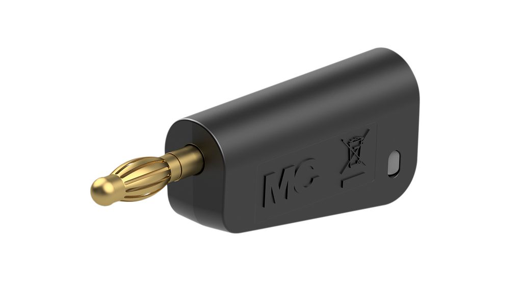 Staubli Black Male Banana Plug, 4 mm Connector, Solder Termination, 30V, 60 V, 32A, Gold Plating