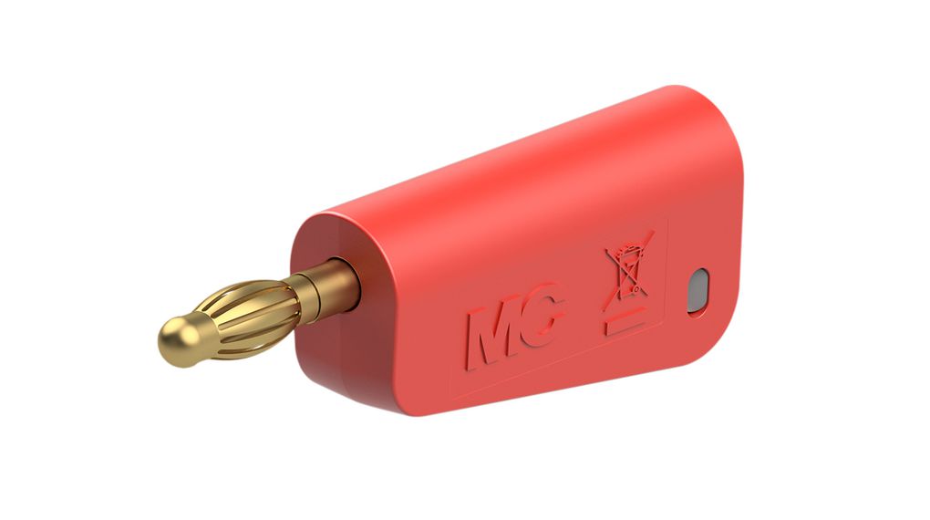 Staubli Red Male Banana Plug, 4 mm Connector, Solder Termination, 30V, 60 V, 32A, Gold Plating