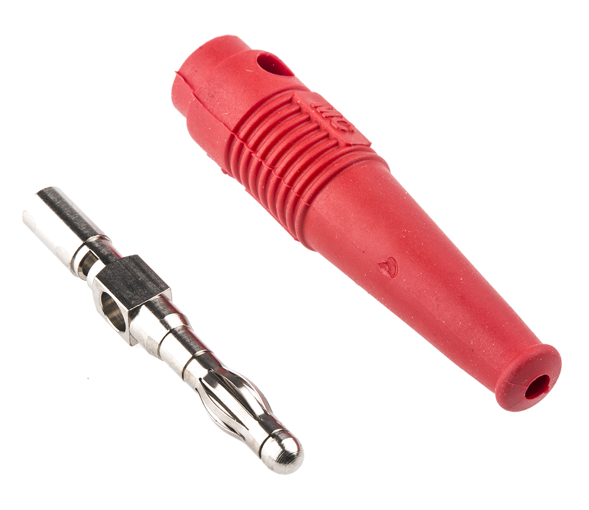 Staubli Red Male Banana Plug, 4 mm Connector, Solder Termination, 30 V, 60V dc, 32A, Nickel Plating