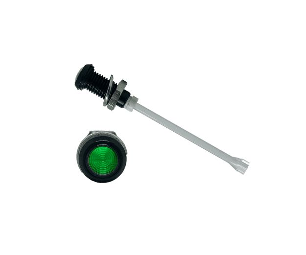 RHD-1640-F9PZG67PR Bivar, Panel Mount Vertical LED Light Pipe, Green Round Lens