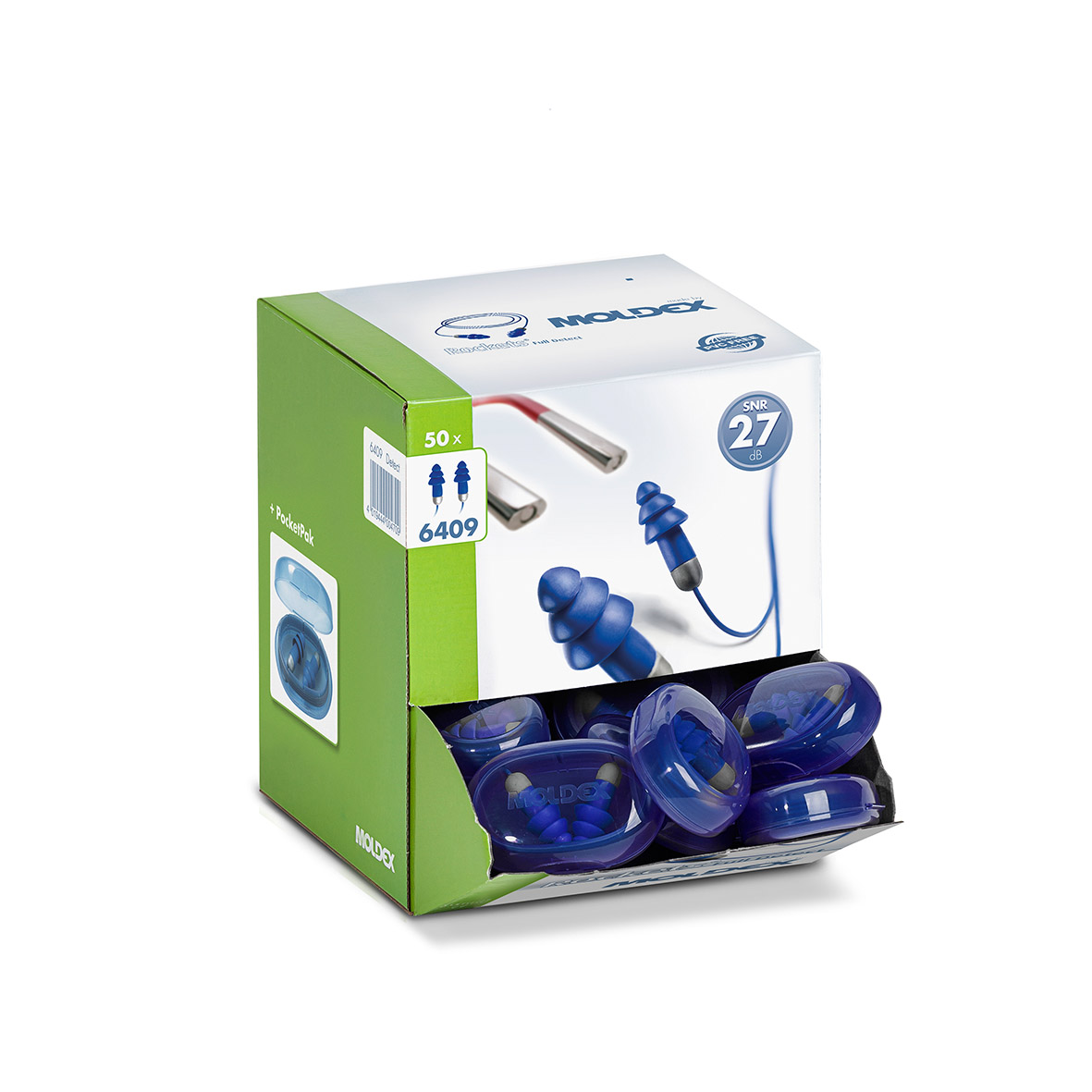 640901 Moldex Rockets Full Detect Series Blue Reusable Ear Plugs, 27 dB Rated Metal Detectable 1