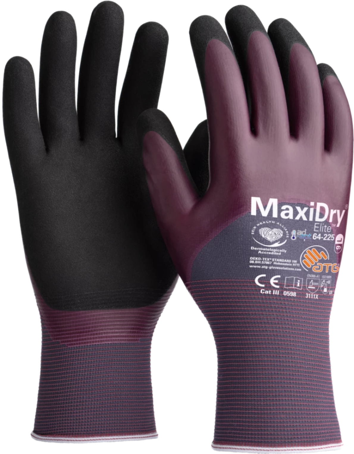 ATG 64227 Purple Nitrile Butadiene Rubber Glove, Size 8, NBR Coating