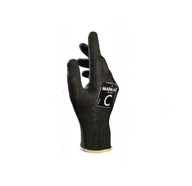 Mapa KRYTECH 643 Black Polyamide, Polyethylene, Spandex Glove, Size 6, Nitrile Coating