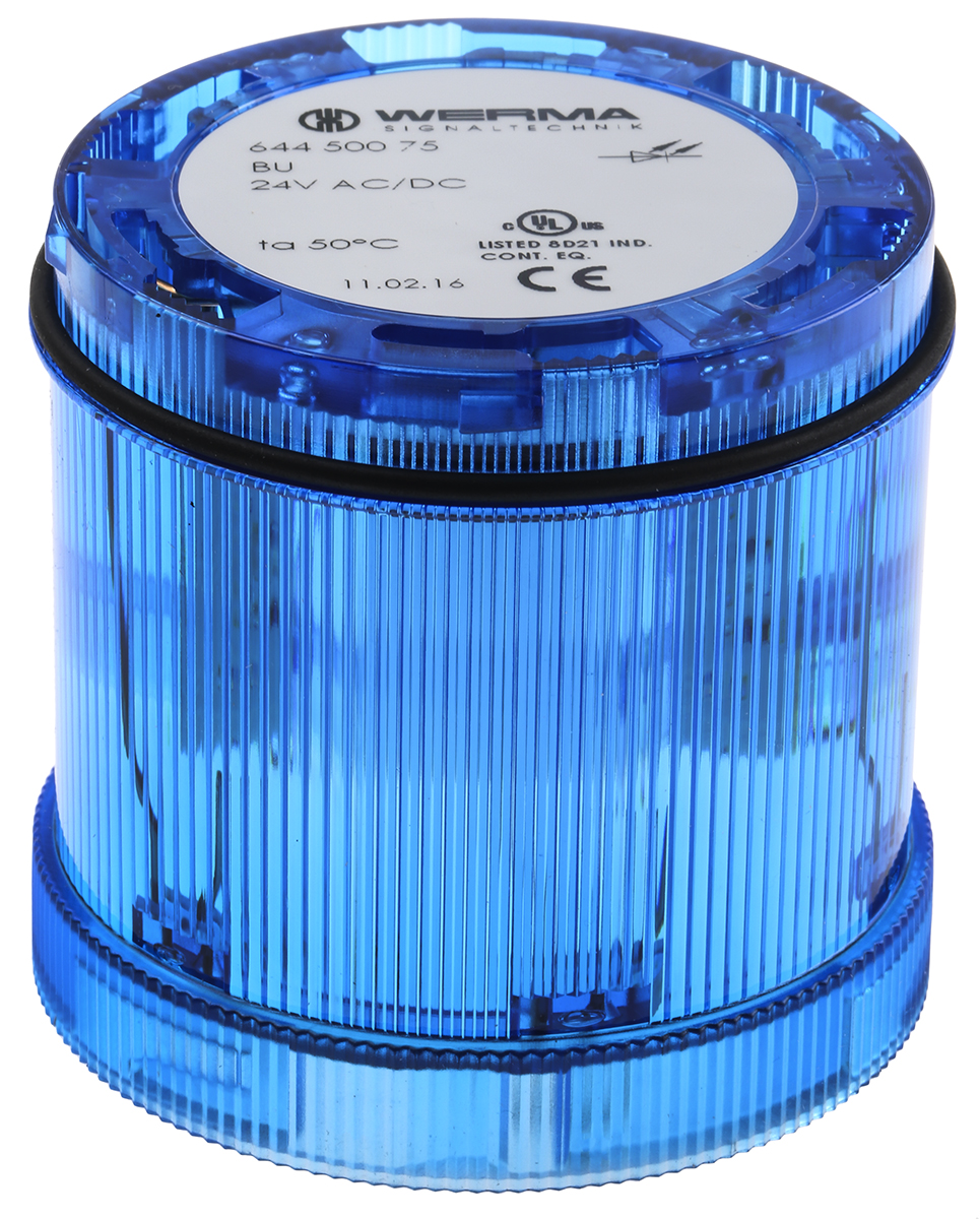 Werma 644 Series Blue Steady Effect Beacon Unit, LED Bulb 24V dc, AC/DC, IP65