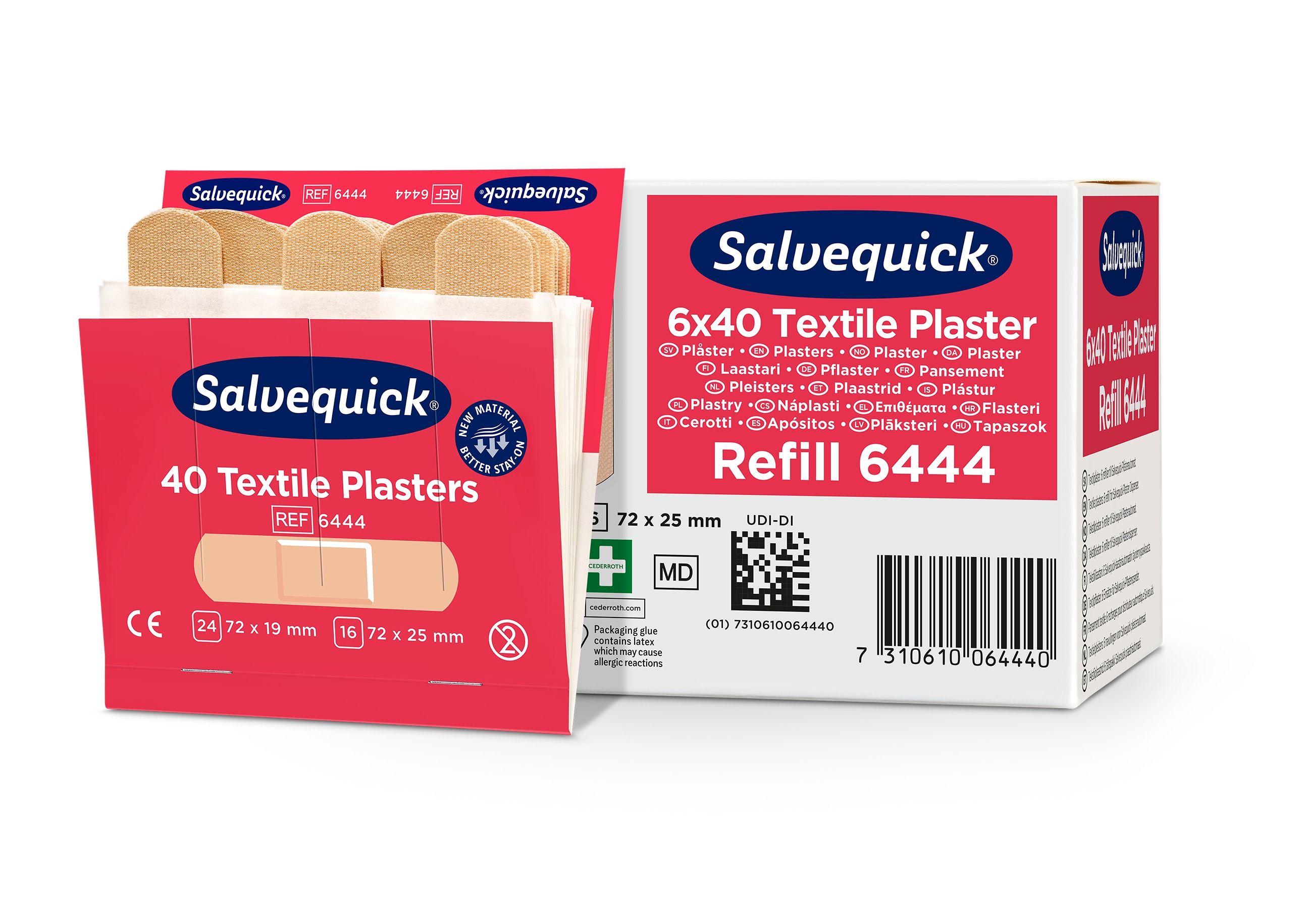 6444 Cederroth Textile Beige Plaster Plaster (Complete Refill Set), 40 Per Pack Per Package 72 mm