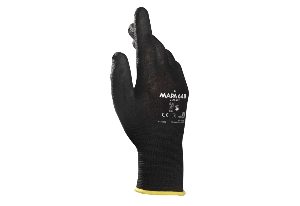 Mapa ULTRANE 648 Black Polyurethane Glove, Size 7, Polyurethane Coating
