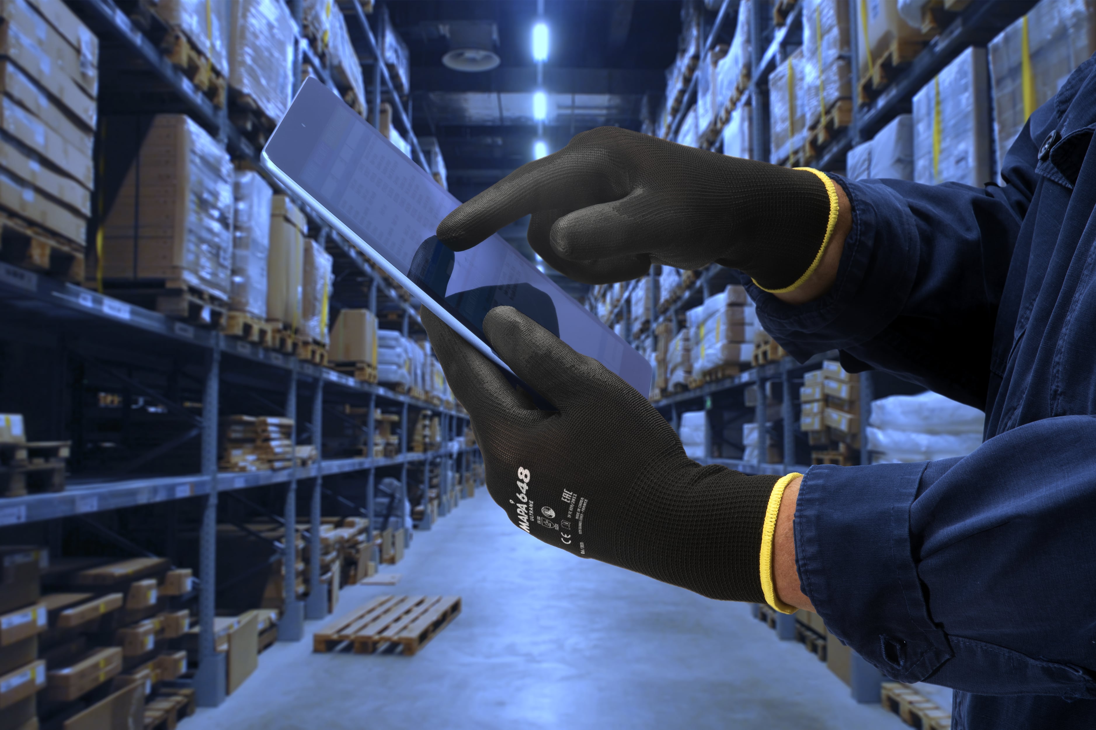 648 Mapa ULTRANE  Black Polyurethane Glove, Size 8, Polyurethane Coating