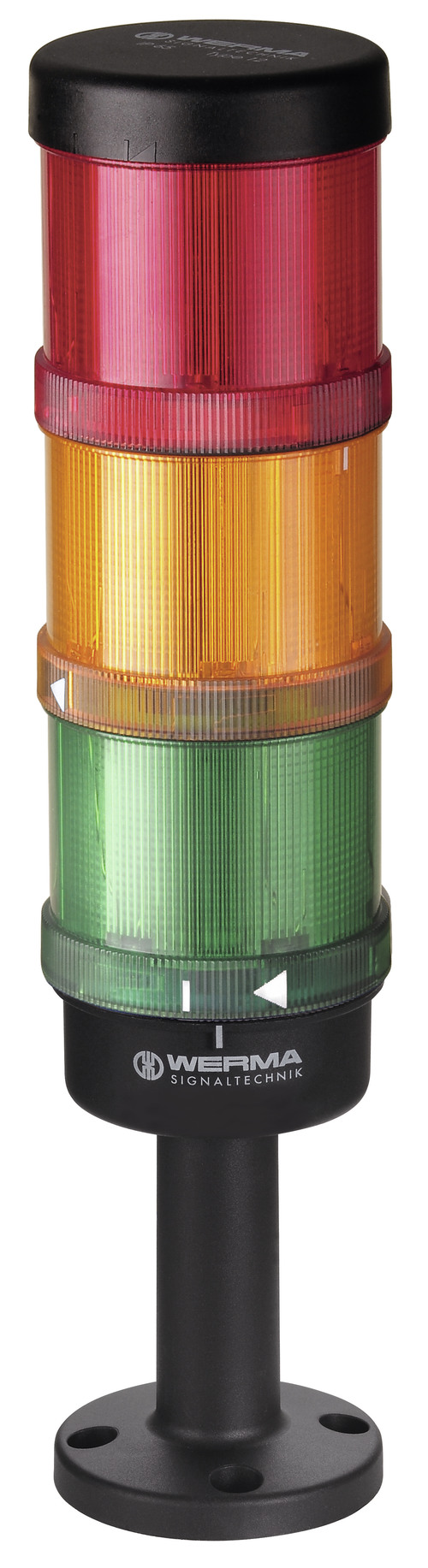 Werma KombiSIGN 72 Series Green, Yellow, Red Signal Tower No Sounder Component, 3 Lights 24V Base