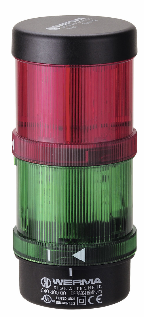 Werma KombiSIGN 71 Series Green, Red Signal Tower No Sounder Component, 2 Lights 24V Base, Wall