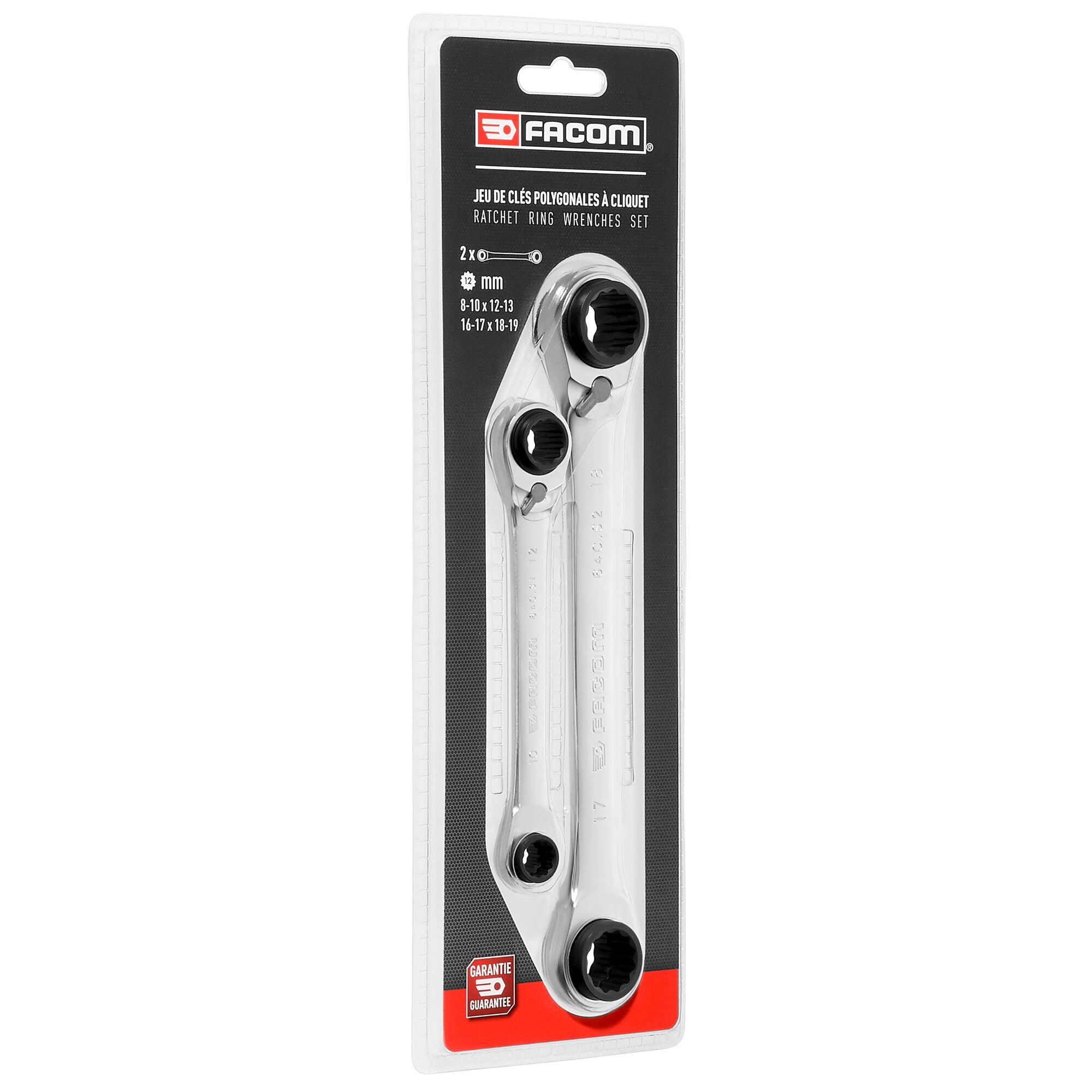 64cj2pb Facom 2-Piece Spanner Set, 8 to 19 mm, Steel