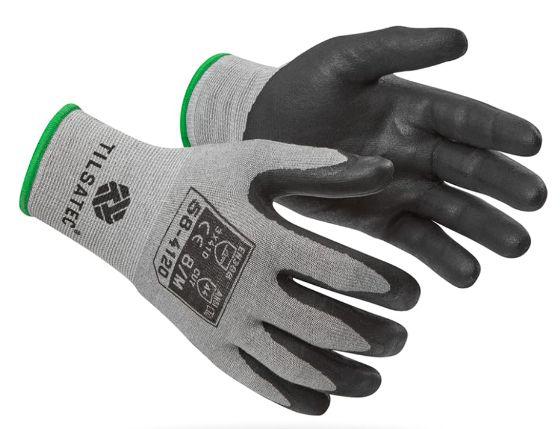 Tilsatec 58-4120 Black, Grey Yarn Work Gloves, Size 7, Foam Coating