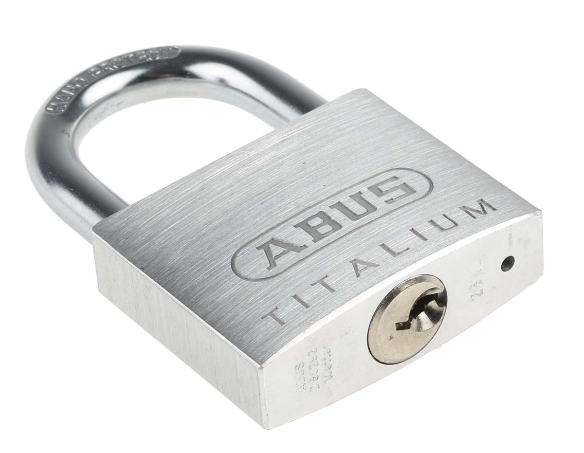 64ti50 ABUS Keyed Titalium Weatherproof Padlock Weatherproof, 8 mm Shackle, 50mm Body
