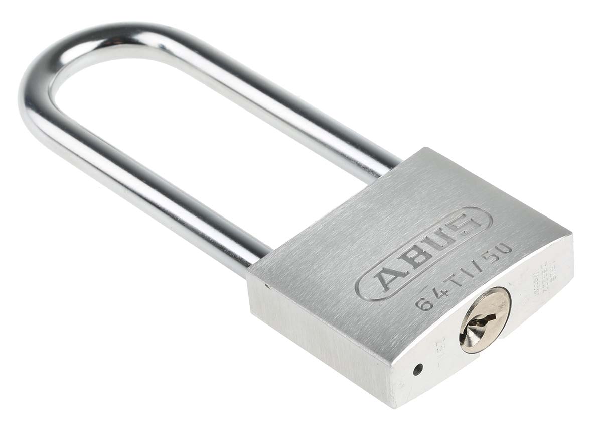 64ti50hb80 ABUS Key Titanium Weatherproof Padlock Weatherproof, 8 mm Shackle, 50 mm Body