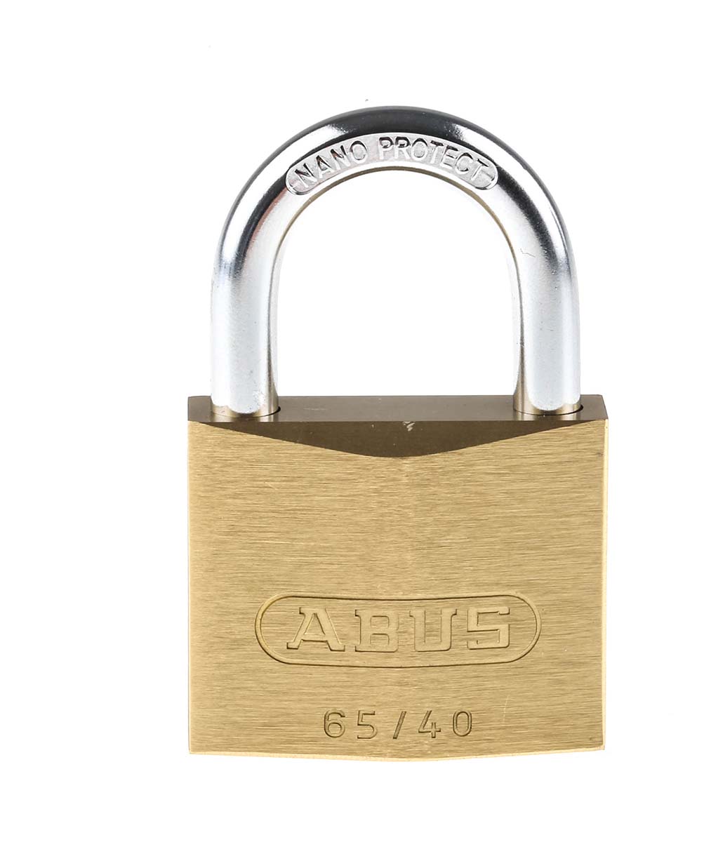 6540-ka6401 ABUS Key Steel, Brass Padlock Weatherproof Keyed Alike, 6 mm Shackle, 65mm Body