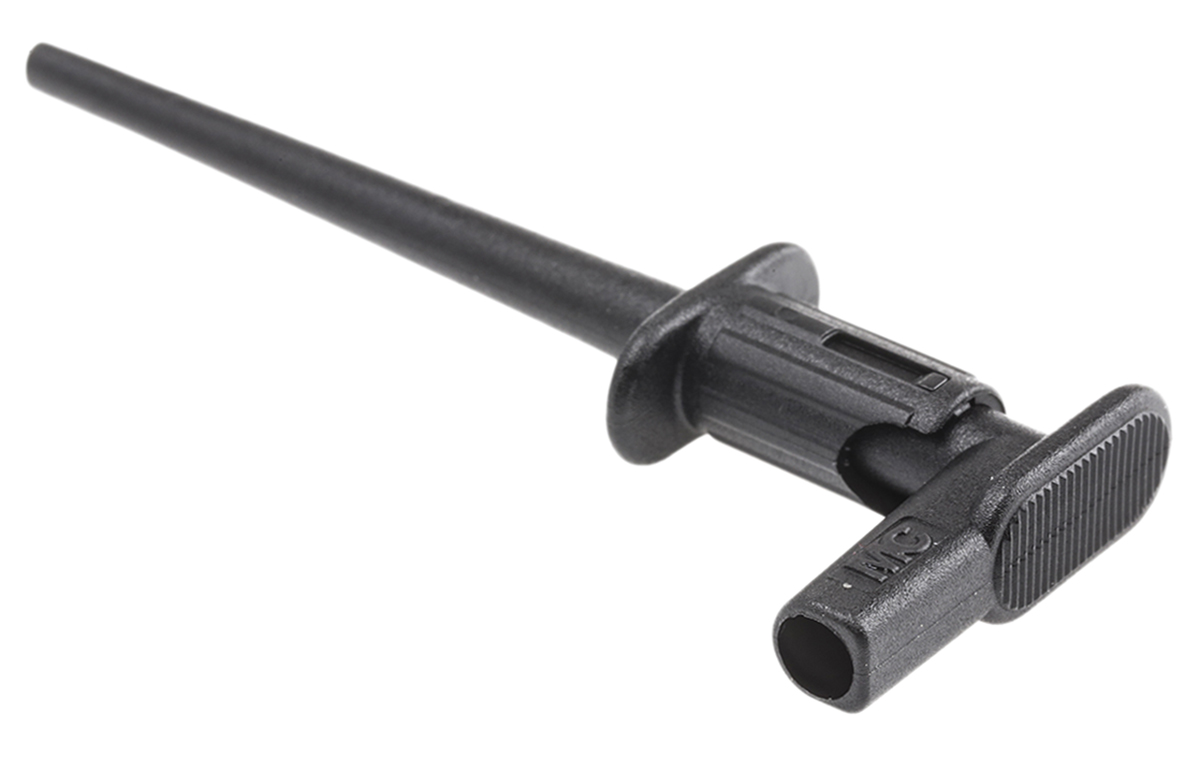Staubli Black Grabber Clip, 4.5 mm Tip, 300 V, 1A, 2 mm Socket