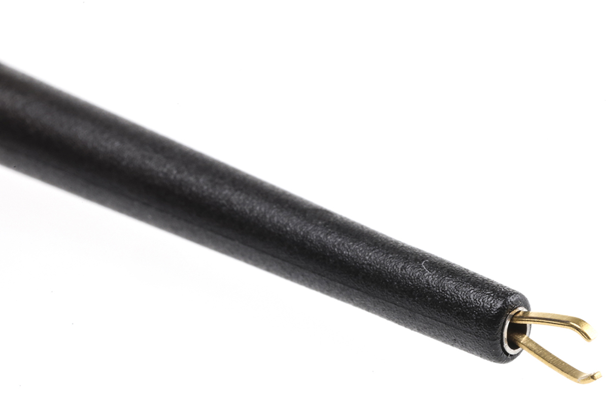 659187-21 Staubli Black Grabber Clip, 4.5 mm Tip, 300 V, 1A, 2 mm Socket