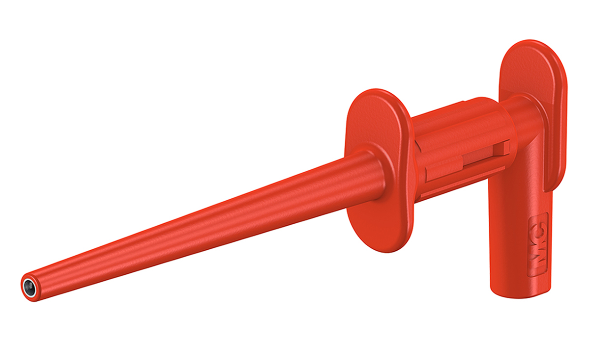 Staubli Red Grabber Clip, 4.5 mm Tip, 300 V, 1A, 2 mm Socket