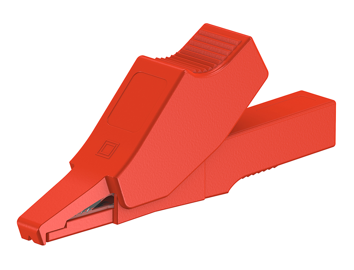 Staubli Crocodile Clip, Brass Contact, Red
