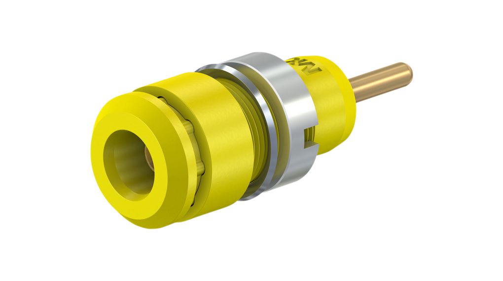 Staubli Yellow Female Banana Socket, 2 mm Connector, Pin Termination, 1000V, 600 V, 10A, Gold Plating