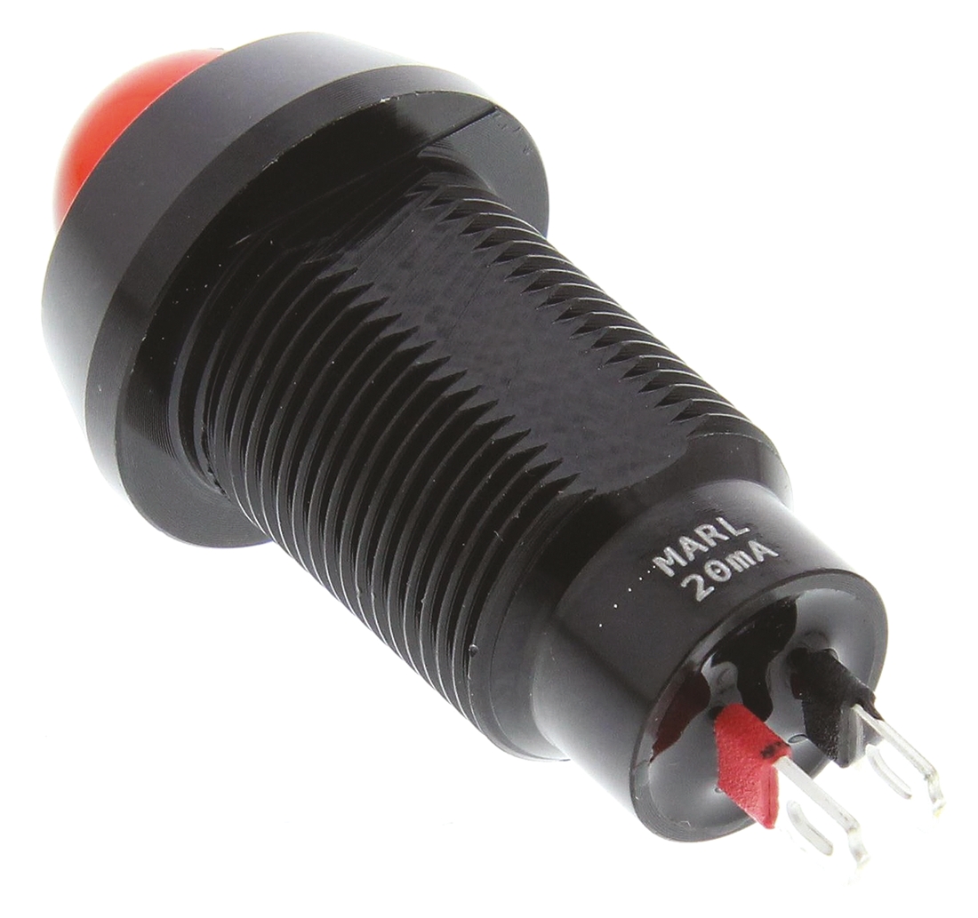 651-102-04 Marl 651 Series Red Panel Mount Indicator, 1.9V dc, Solder Tab Termination