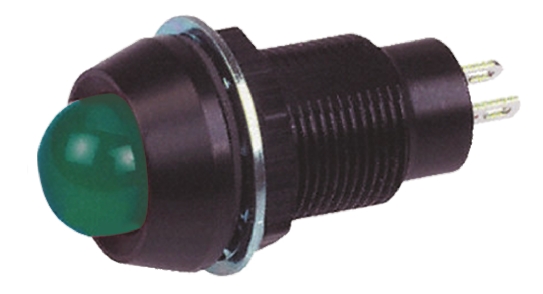 Marl Green Panel Mount Indicator, 12V dc, Solder Tab Termination, IP67