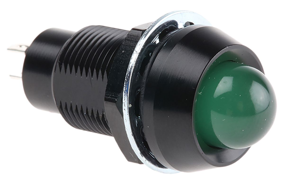 Marl 651 Series Series Panel Mount LED Indicator, Green Panel Mount Indicator, Solder Tab Termination 230V ac 4 mA,