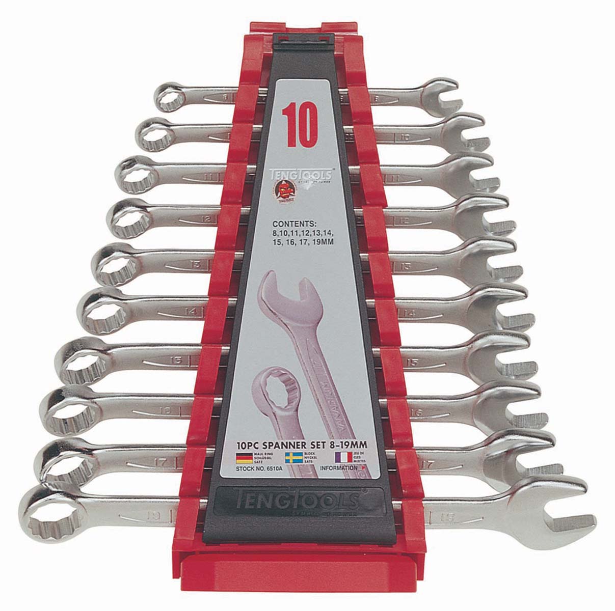 Teng Tools 10-Piece Spanner Set, 8 To 19 mm, Chrome Vanadium Steel