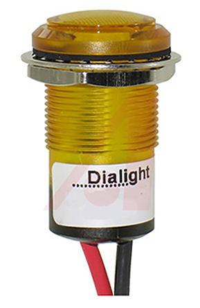 Dialight 657 Series, Yellow Panel Mount Indicator, Lead Wire Termination 24V dc 20 mA, IP67, 17.5 mm