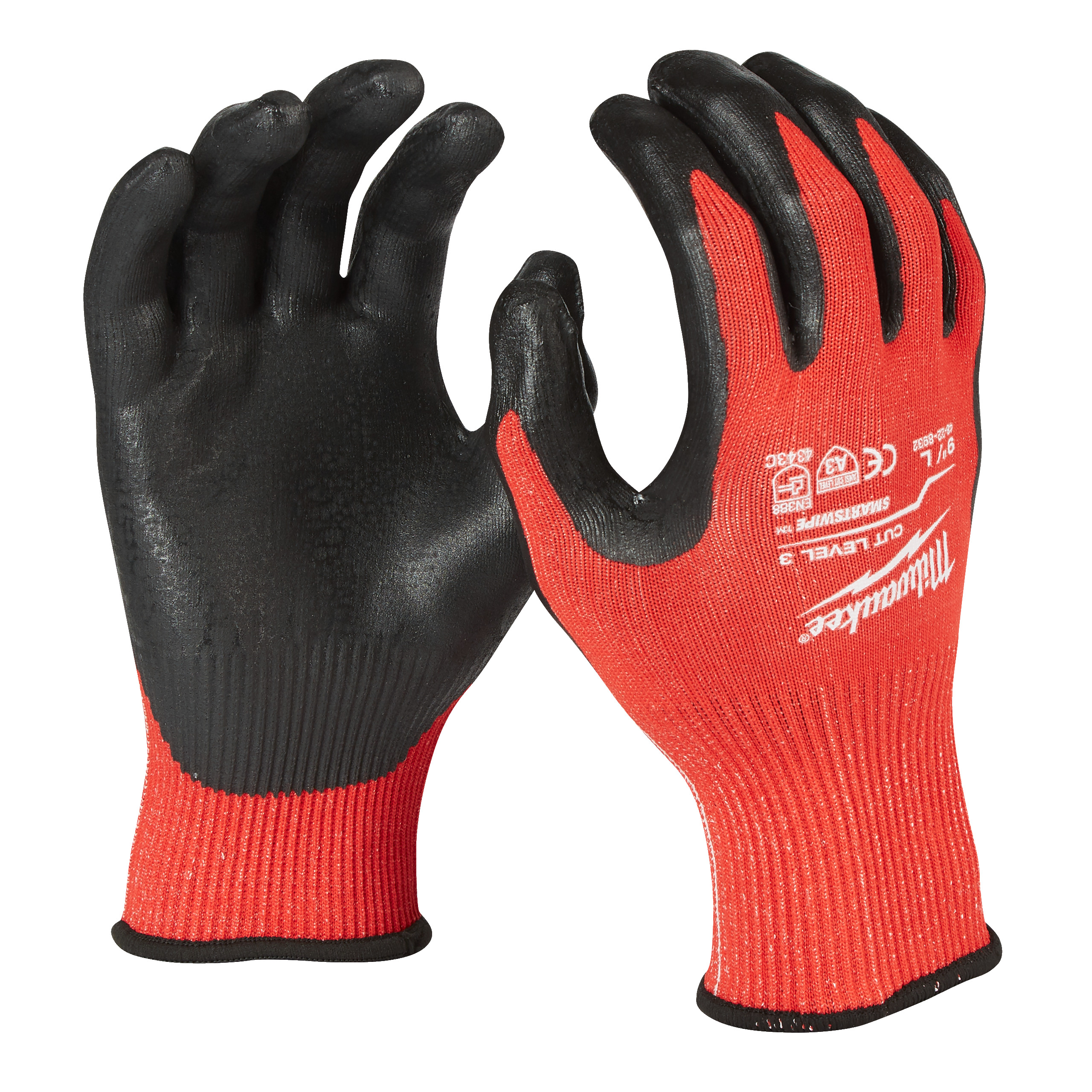 Milwaukee Dipped Gloves Red Nitrile Nitrile Cut Resistant Gloves, Size 10, Nitrile Coating