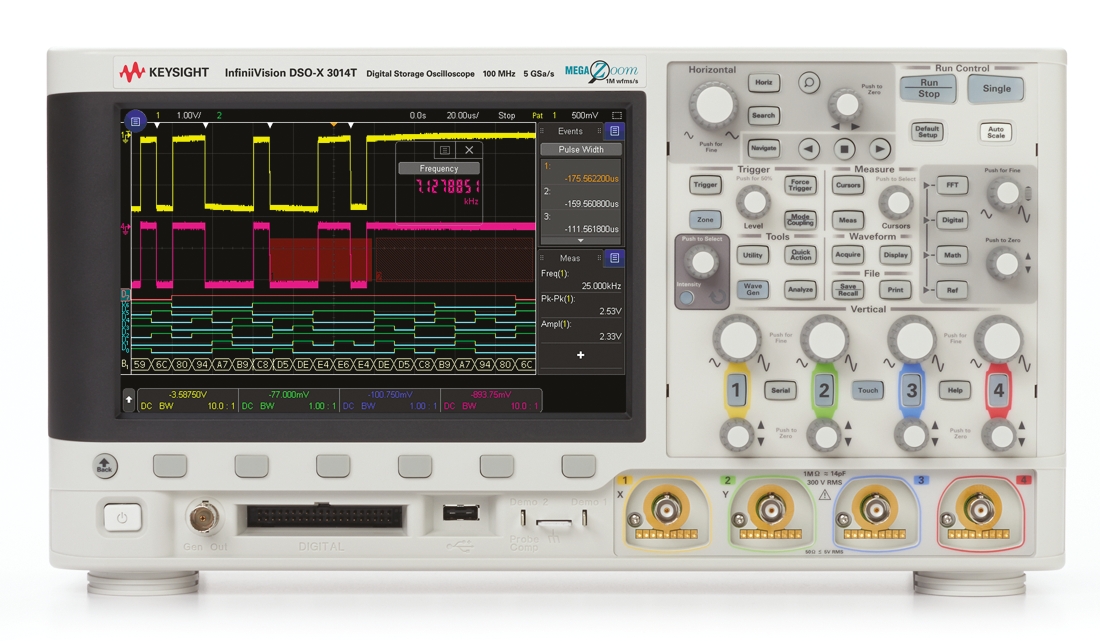 Keysight Technologies DSOX3014T InfiniiVision 3000T X Series, 100MHz Bench Oscilloscope, 4 Analogue Channels, 16
