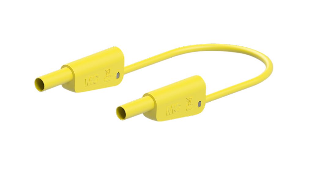 Staubli Test Lead 19A, 1000V, 600 V, Yellow, 25 cm Lead Length