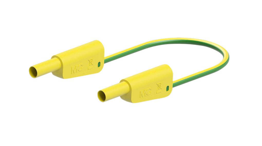 Staubli Test Lead 32A, 1000V, 600 V, Yellow, Green, 100 cm Lead Length