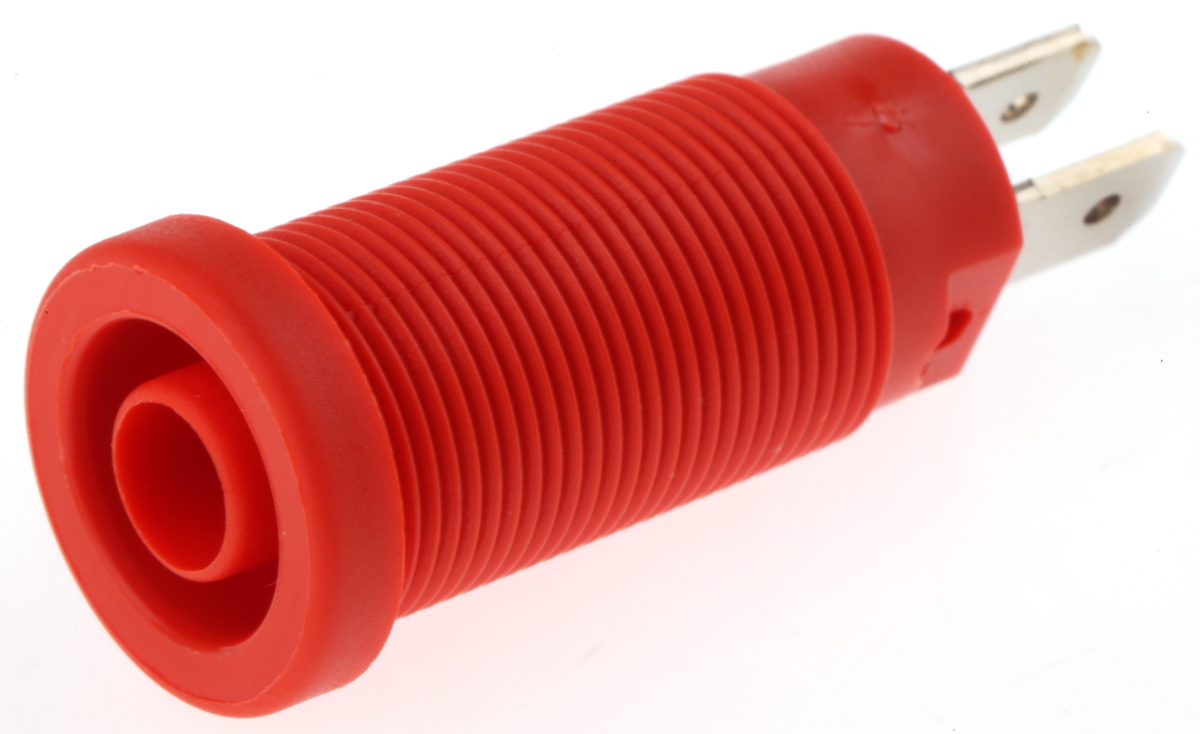 Staubli Red Female Banana Socket, 4 mm Connector, Tab Termination, 1000V, 20A, Nickel Plating