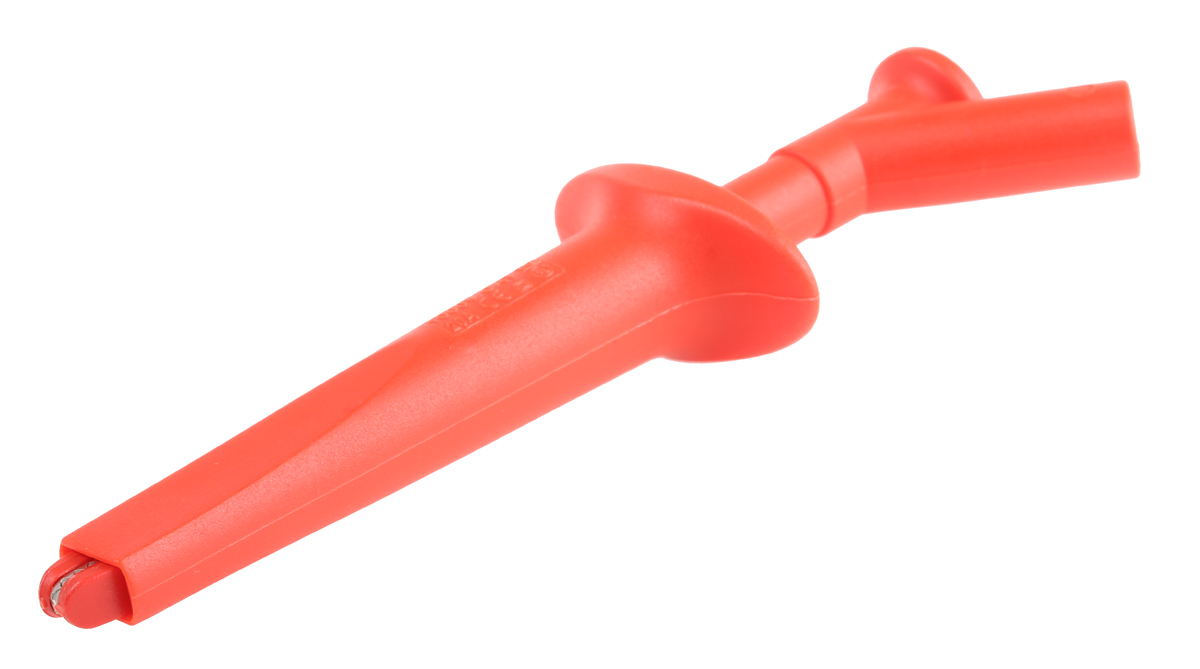 Staubli Crocodile Clip, Nickel Plated Steel Contact, Red