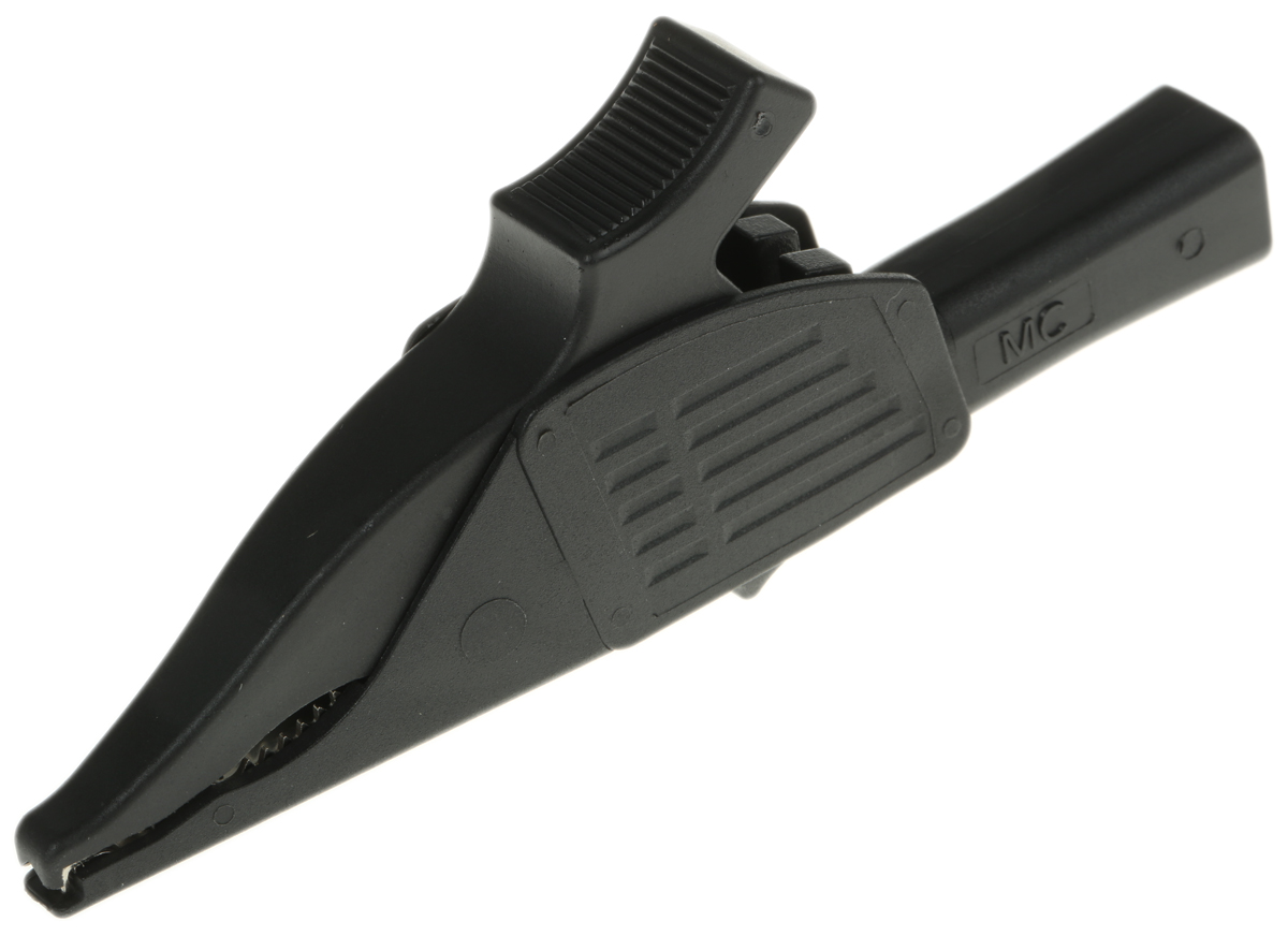Staubli Crocodile Clip, Brass Contact, Black