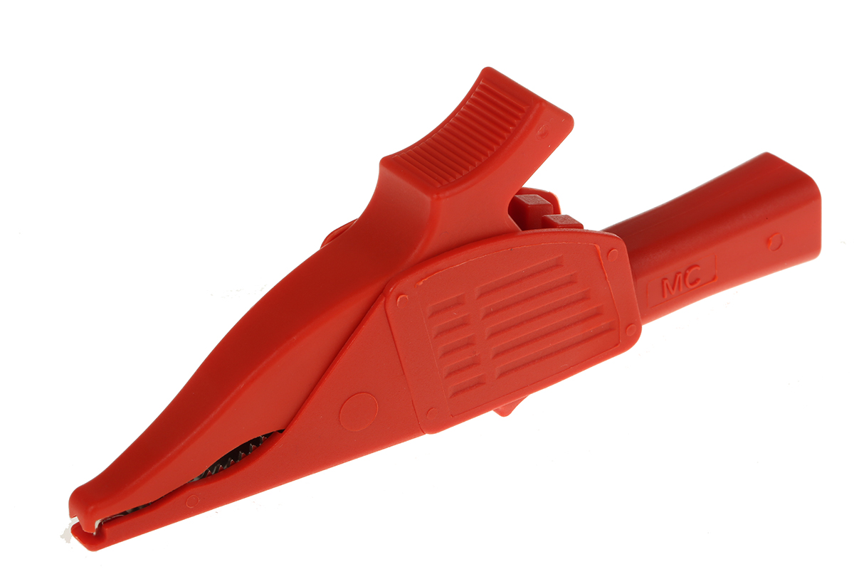 Staubli Crocodile Clip, Brass Contact, Red