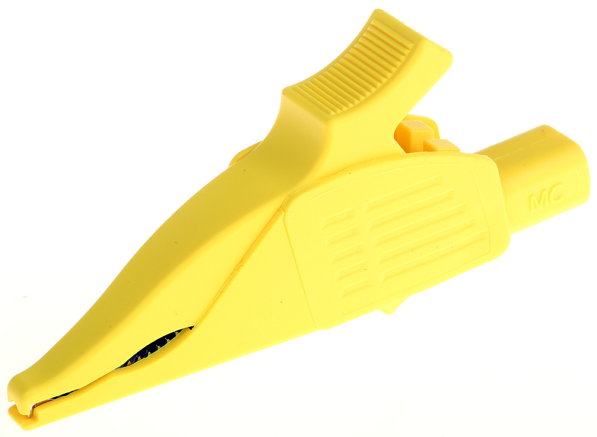 Staubli Crocodile Clip, Brass Contact, Yellow