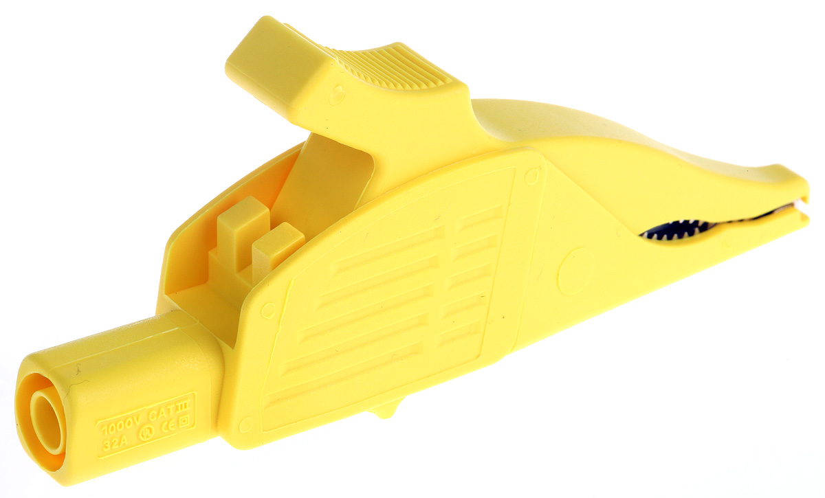 669575-24 Staubli Crocodile Clip, Brass Contact, Yellow