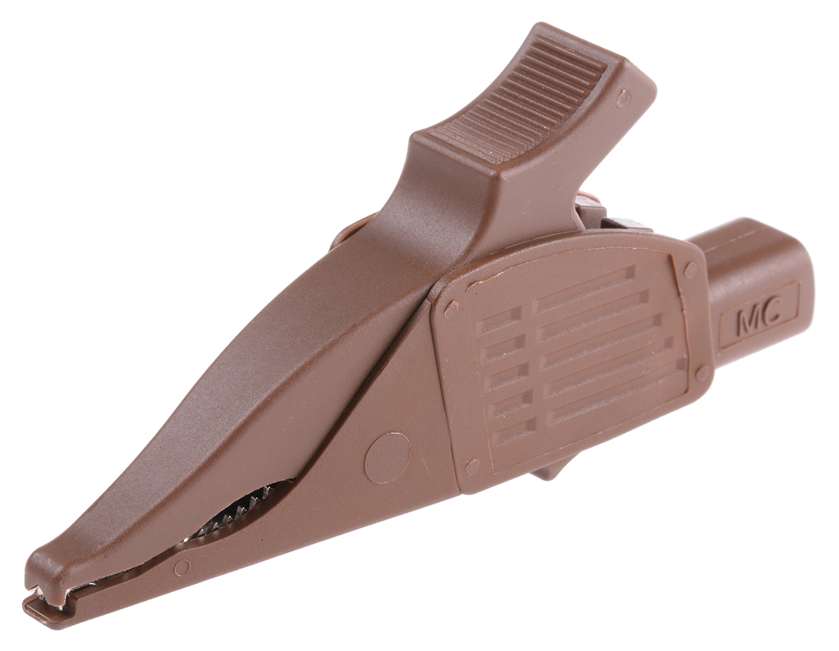 Staubli Crocodile Clip, Brass Contact, Brown