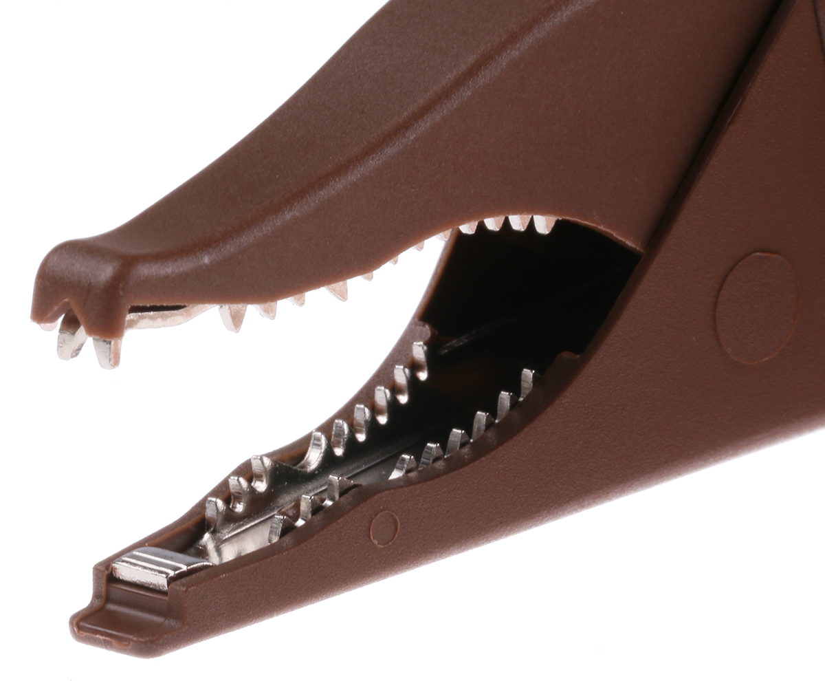 669575-27 Staubli Crocodile Clip, Brass Contact, Brown