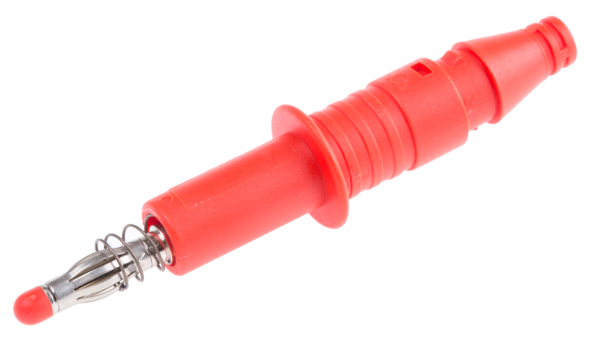 Staubli Black, Red Male Banana Plug, 4 mm Connector, Screw Termination, 600V, 32A, Nickel Plating