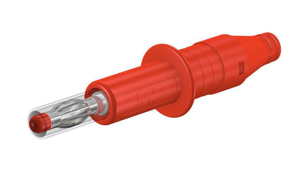 Staubli Red Male Banana Plug, 4 mm Connector, Screw Termination, 600V, 32A, Nickel Plating