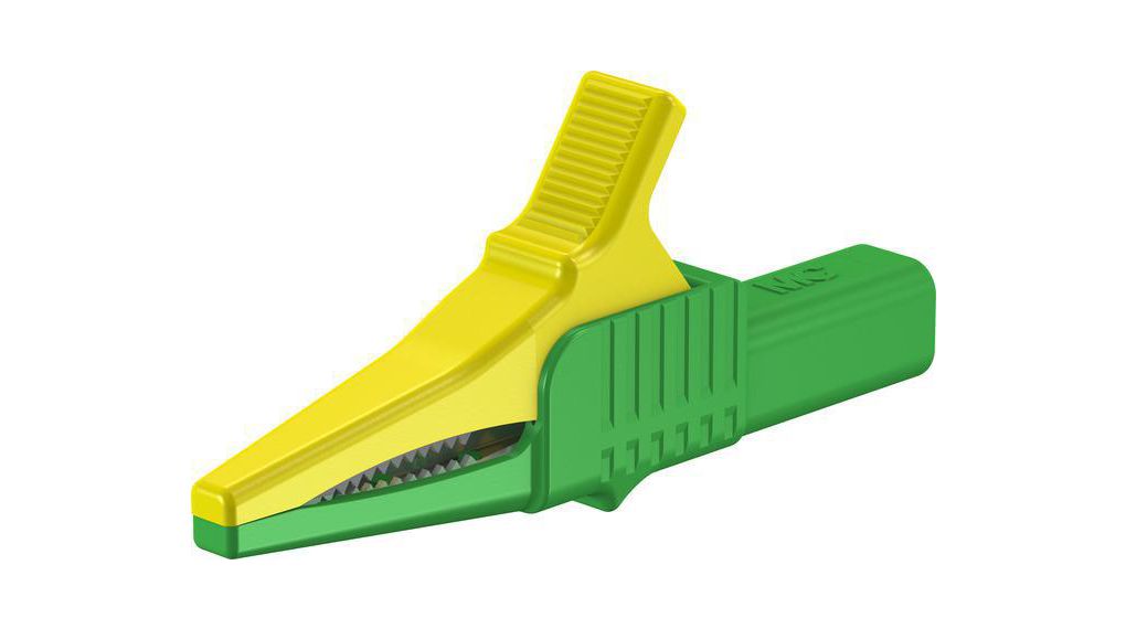 Staubli Crocodile Clip, Brass Contact, Yellow, Green