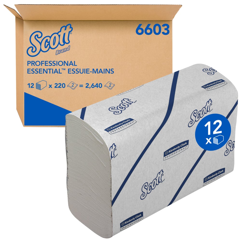 KLEENEX Scott Folded Paper Hand Towels, 21.2 x 18.6 cm, 2 Ply, 2640 Sheets
