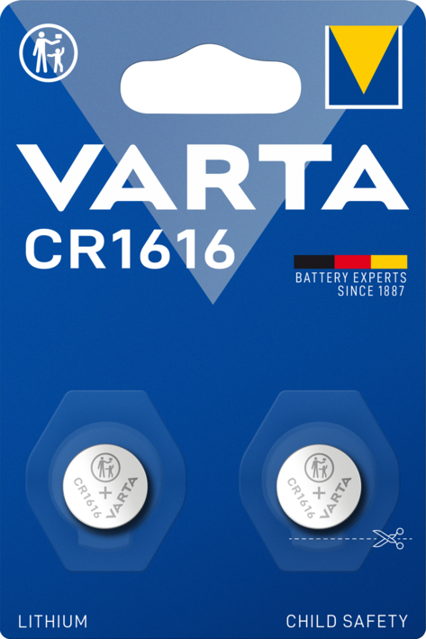 6616101402 Varta CR1616 Coin Battery, 3 V, 16 mm Diameter, 2 Pack