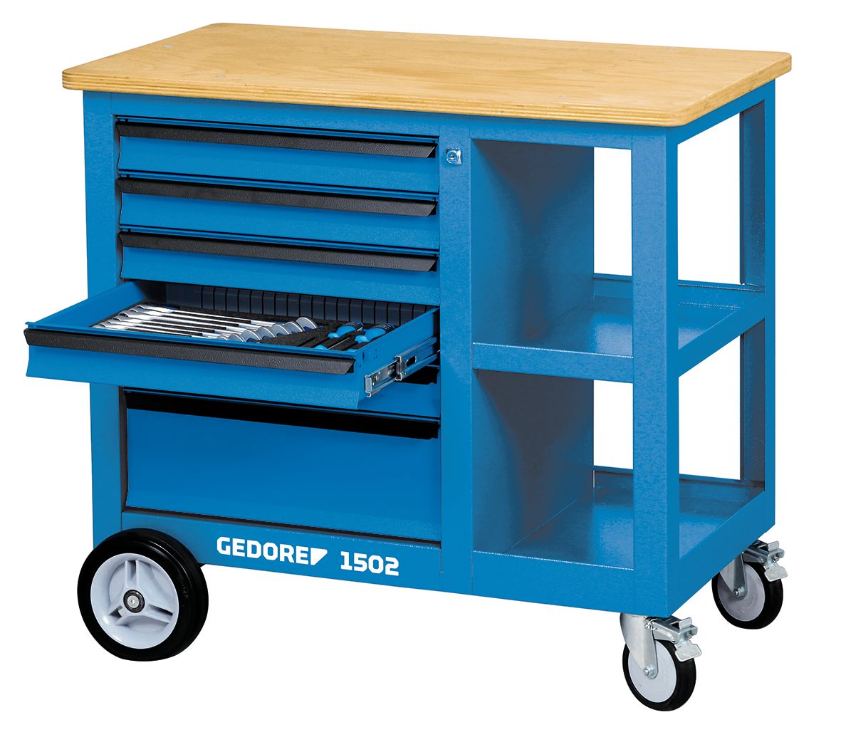 6620540 Gedore 1502 Portable Steel Workbench, 1000kg Max Load, 870 mm x 950mm x 550 mm