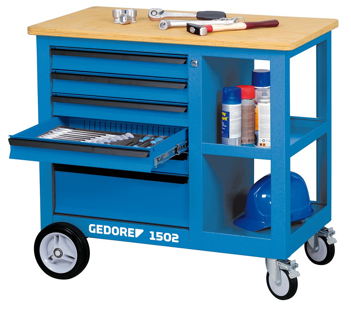 6620540 Gedore 1502 Portable Steel Workbench, 1000kg Max Load, 870 mm x 950mm x 550 mm