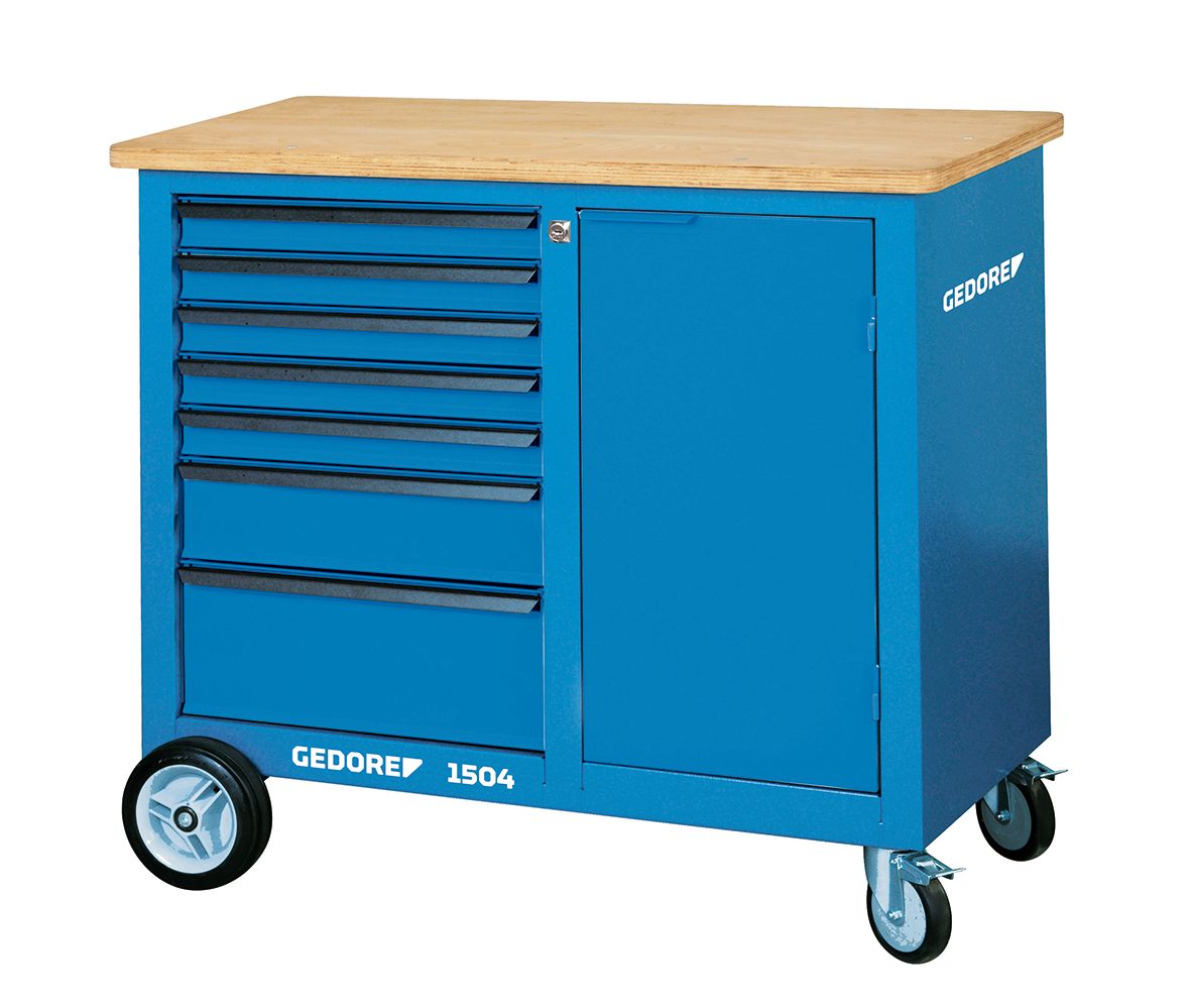 Gedore 1504 Portable Steel Workbench, 1000kg Max Load, 985 mm x 1100mm x 550 mm